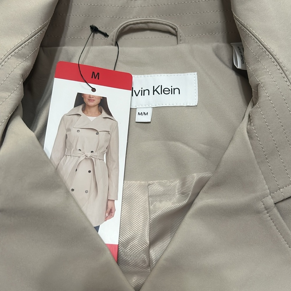 NWT Calvin Klein Women’s Trench Coat color oyster size M, L - Picture 4 of 10